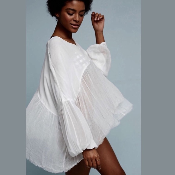 sheer balloon sleeve blouse